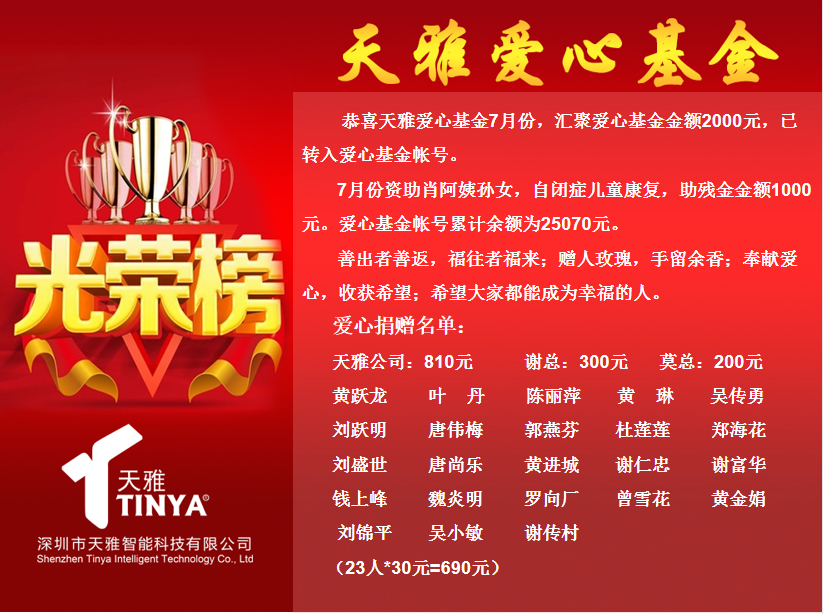 深圳森濤亞克力制品公司的公益基金