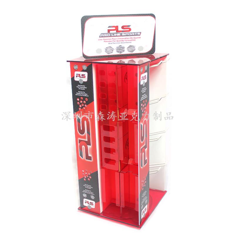 紅色旋轉帶掛鉤亞克力展示架